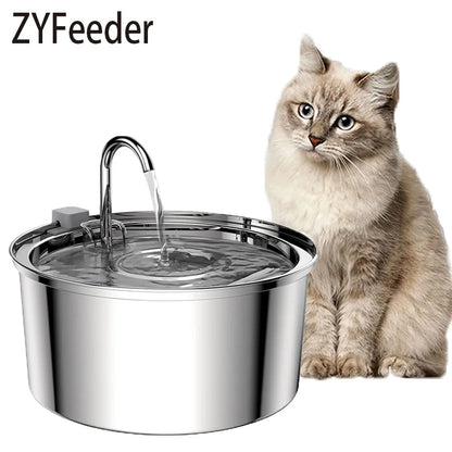 Stainless Steel Pet Water Feeder Cat Automatic Water Fountain USB Electric Mute for Cat Dog Filter Fountain Smart Drinking Bowl