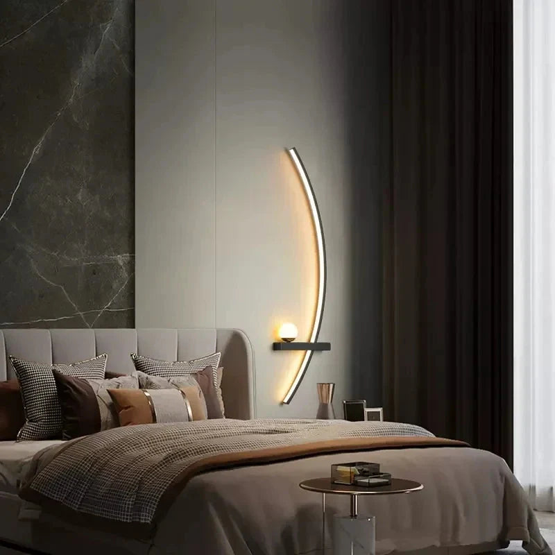 Modern LED Wall Lamp – Minimalist Art Design for Bedroom, Living Room, and Bathroom, Gold/Black